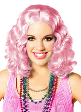 Load image into Gallery viewer, Party Icy Pastel Pink Short and Curly Flapper Adult Costume Wig
