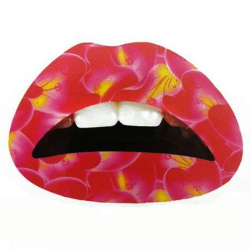 Hibiscus Flower Print Lips Temporary Tattoo Sticker