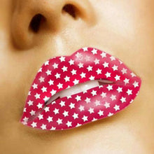 Load image into Gallery viewer, Pink Print with Stars Lips Temporary Tattoo Sticker
