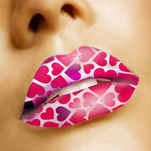 Load image into Gallery viewer, Big Pink Hearts Print Lips Temporary Tattoo Sticker
