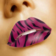 Load image into Gallery viewer, Purple Tiger Animal Print Lips Temporary Tattoo Sticker
