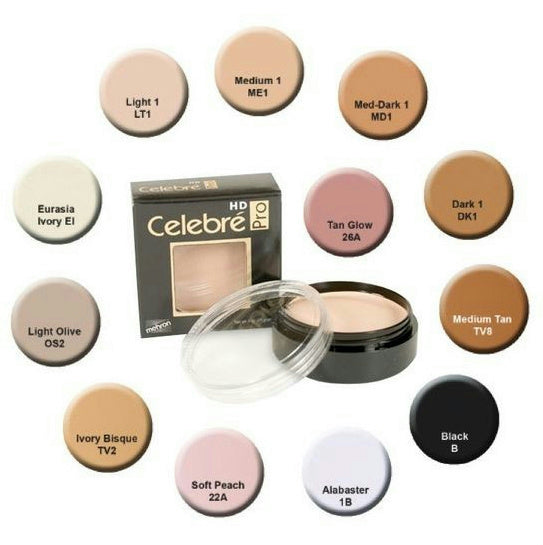 Mehron Celebre Pro-HD Cream Foundation Buildable Coverage Makeup Tan Glow