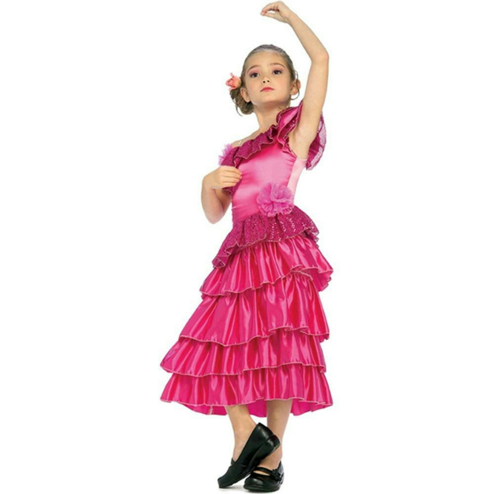 Girls' Pink Spanish Princess Dancer Costume Child Medium 8-10