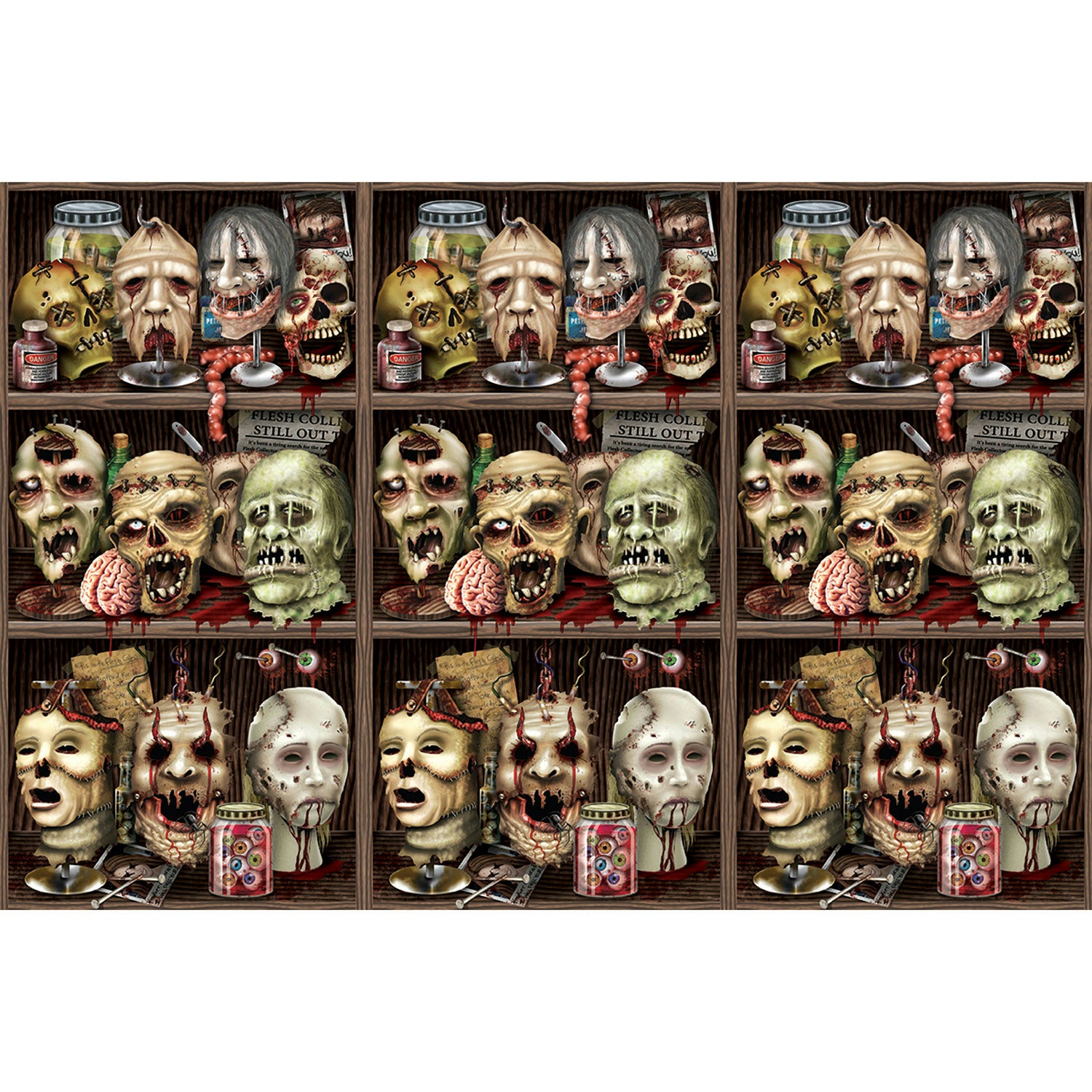 Scary Heads Backdrop Decoration 4 x 30 Feet