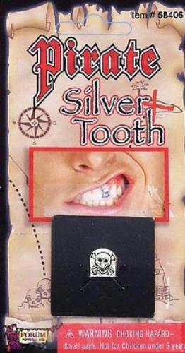 Silver Pirate Tooth Cap with Skull