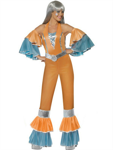 Smiffy's Women's 70's Frilly Fantastic Female Adult Costume Jumpsuit Small 6-8