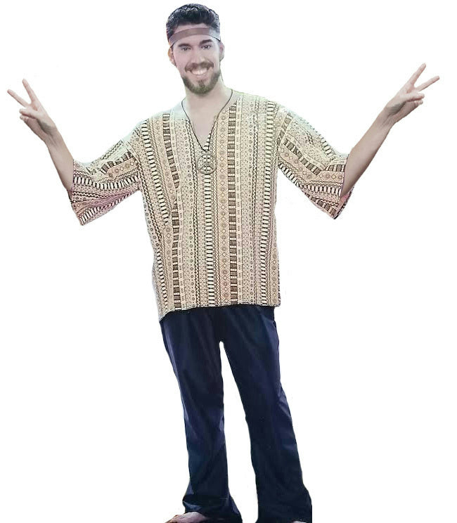 RG Costumes 60's Groovy Man Dashiki and Jean Bell Bottoms Costume Standard Size