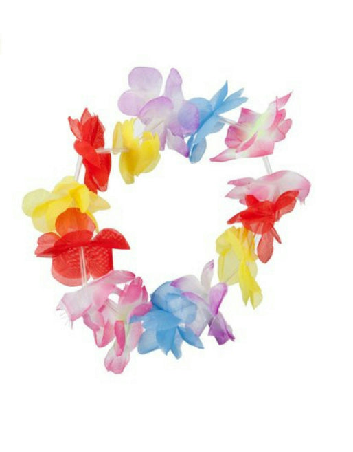 Multi-Colored Hawaiian Flower Stretchy Lei Costume Accessory Headband