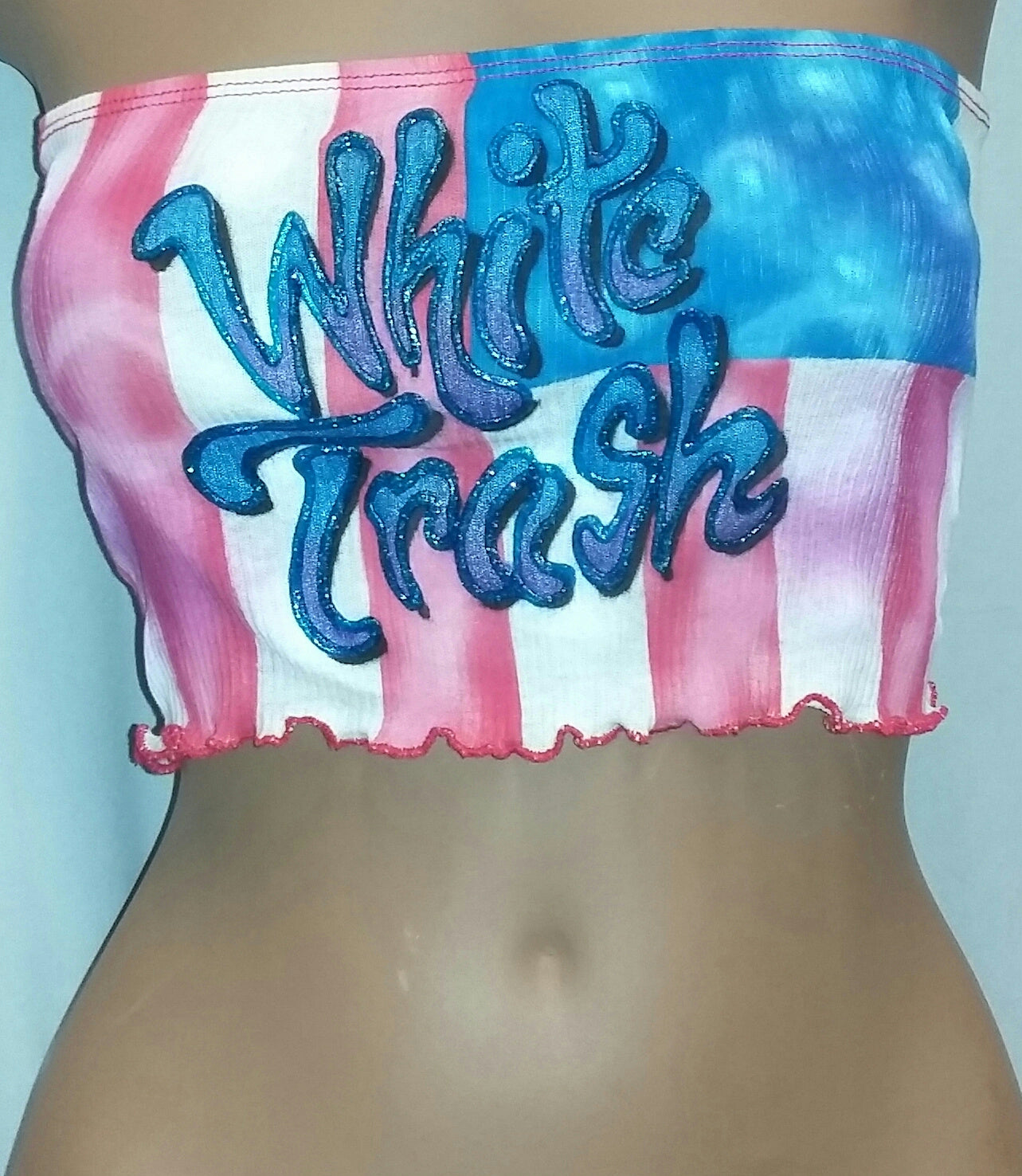Forplay White Trash Flag Airbrush Tube Top Costume Accessory One Size