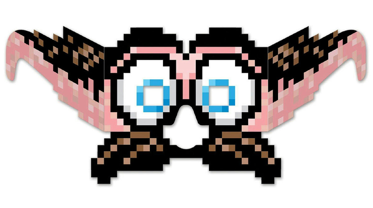 8-Bit Moustache & Eyes Paper Eyeglasses