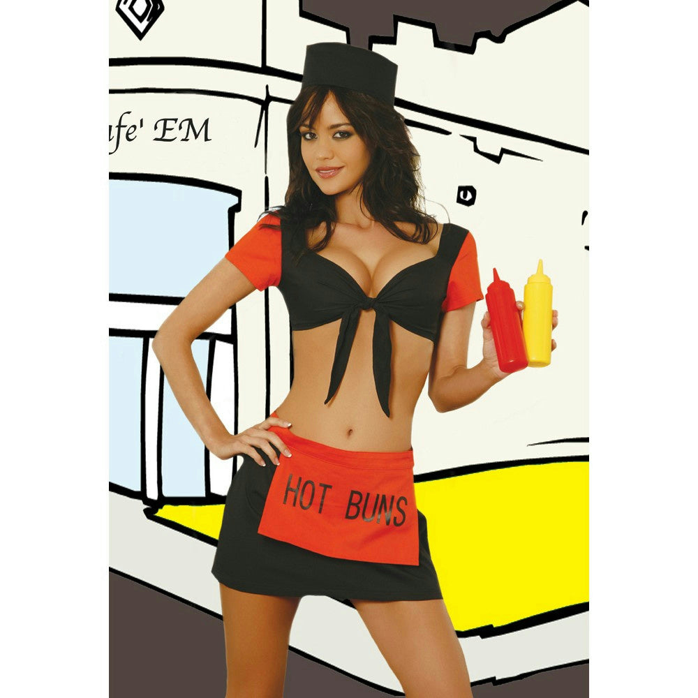Elegant Moments Womens Sexy BBQ Barbeque Babe Hot Buns Adult Costume Medium 6-10