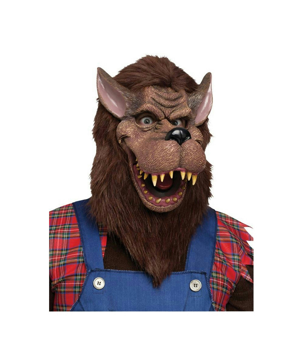 Fun World Big Bad Wolf Brown Furry Costume Mask Adult Size