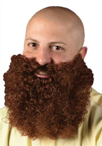 Fun World Brown Big & Curly Bushy Mustache and Beard Facial Hair Set