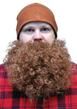 Load image into Gallery viewer, Fun World Brown Big &amp; Curly Bushy Mustache and Beard Facial Hair Set
