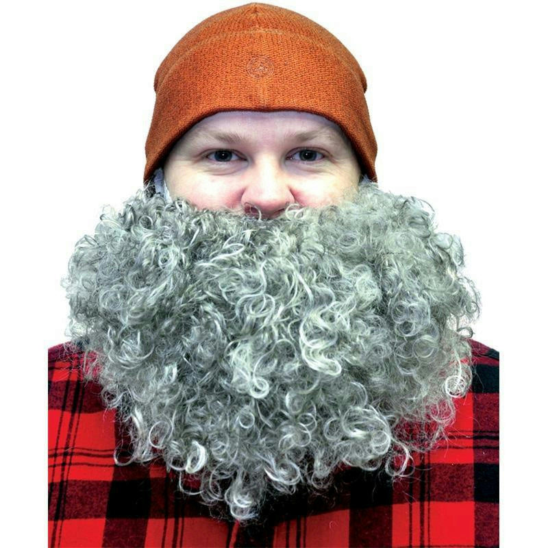 Fun World Gray Big & Curly Bushy Mustache and Beard Facial Hair Set