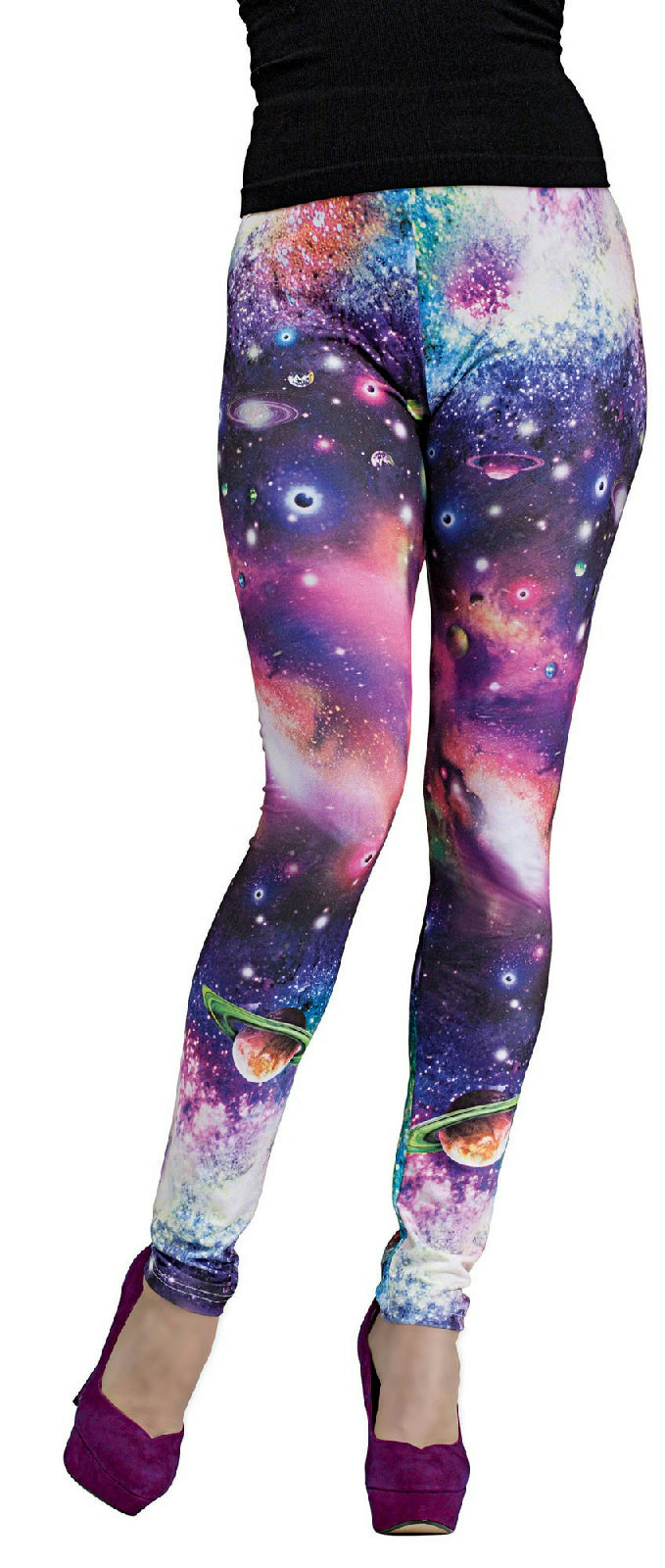 Fun World Cosmic Celestial Galaxy Print Comfy Stretch Leggings