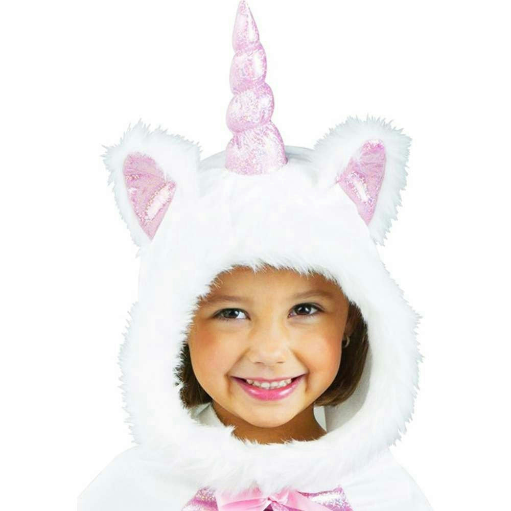 Fun World Girl's Pink and White Li'l Unicorn Cape Toddler Costume Fits up to 3T