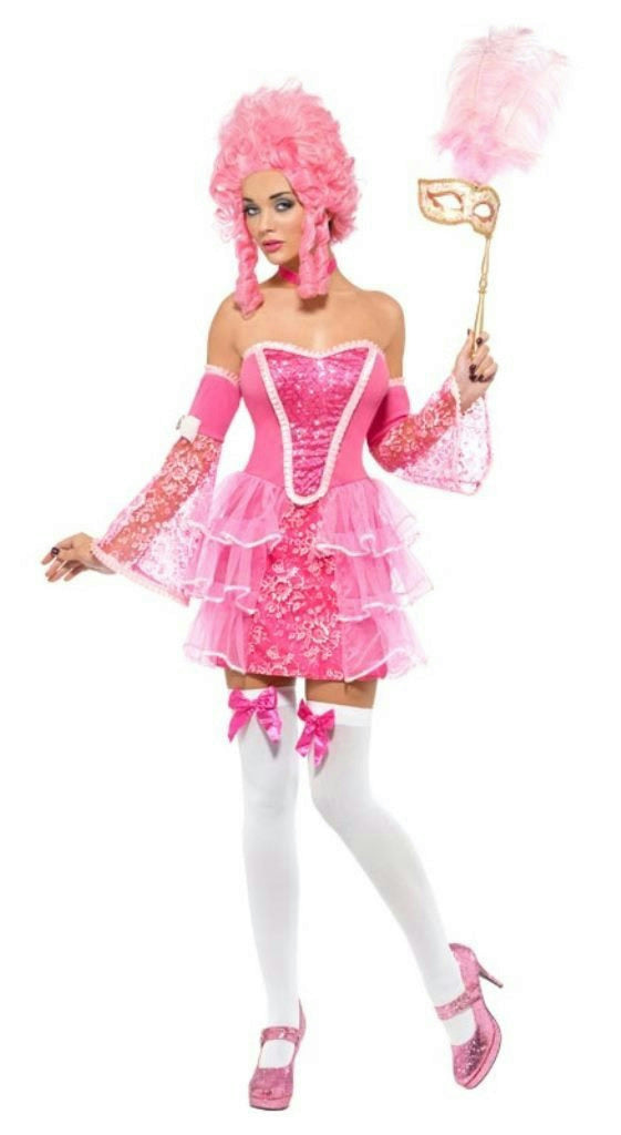 Fever Pink Marie Antoinette Fancy Sparkle Womens Masqerade Ball Costume XS 2-4