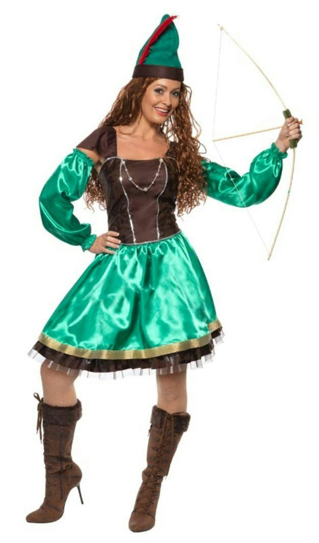 Smiffy's Womens Robyn Robin Hood Adult Ladies Costume Dress and Hat Medium 10-12