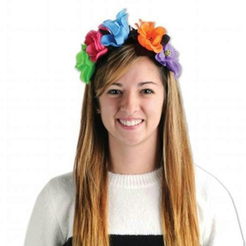 Beistle Women's Day Of The Dead Flower Headband with Skulls