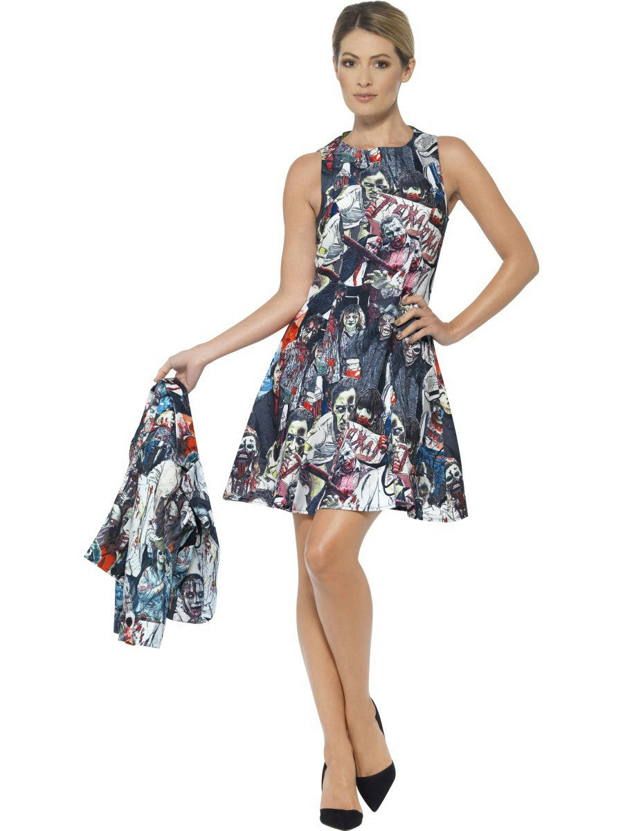 Smiffy's Zombie Print Women's Suit Dress and Jacket Adult Costume Small 6-8