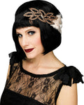 Fun World Fancy Gorgeous Black Champagne 1920's Beaded Feather Flapper Headband