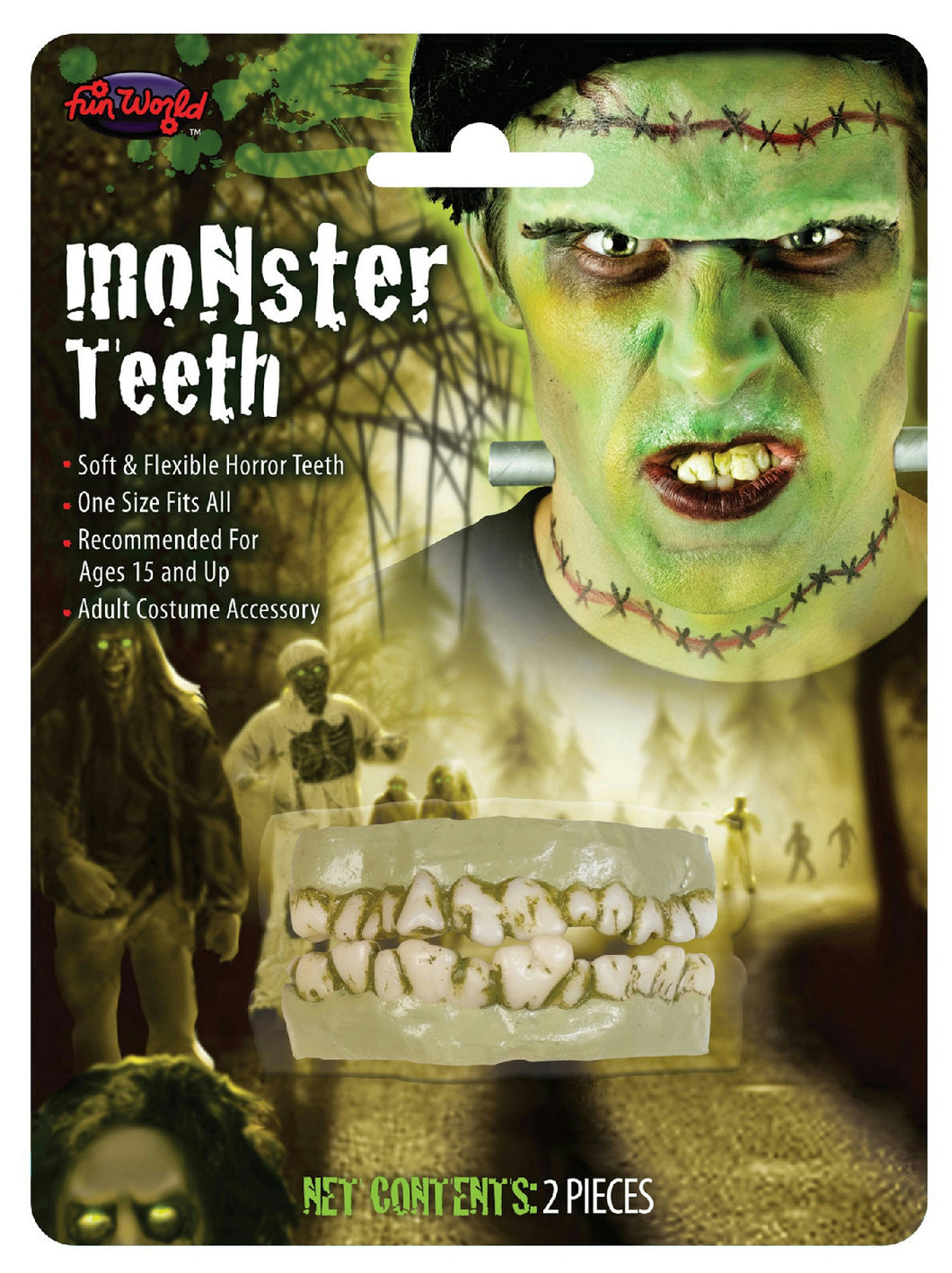 Frankenstein Monster Zombie Character Top and Bottom Teeth Costume Accessory