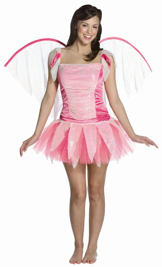 Enchanted Fantasy Pink Fairy Adult Costume with Wings