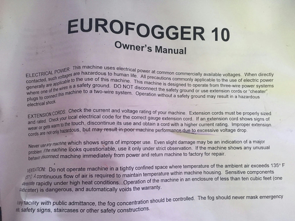 Eurofogger 10 High Power Portable Fog Generator Machine by TPR 110V