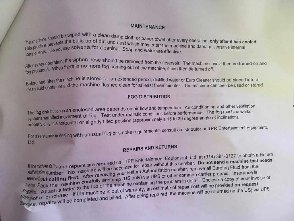 Eurofogger 10 High Power Portable Fog Generator Machine by TPR 110V