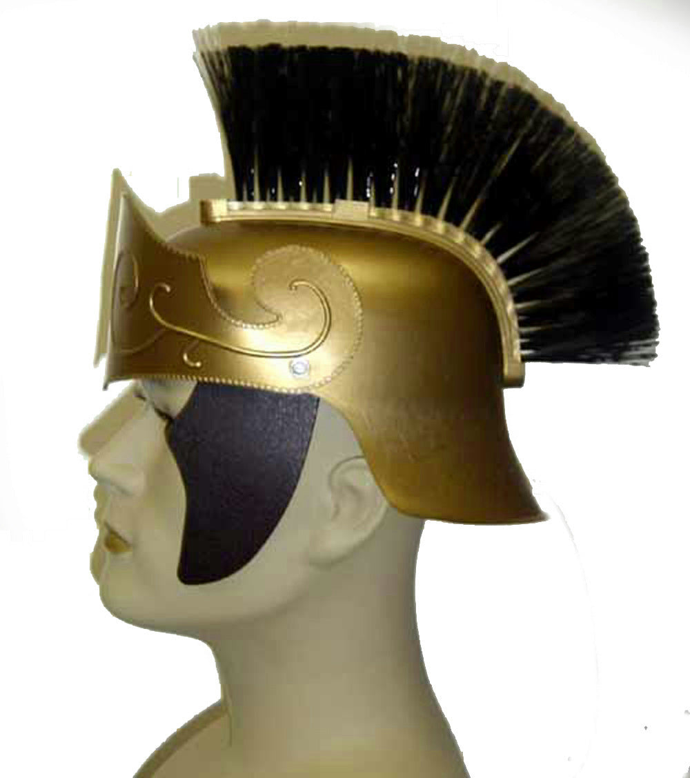 Deluxe Durable Gold Roman Centurion Gladiator Helmet With Black Brush