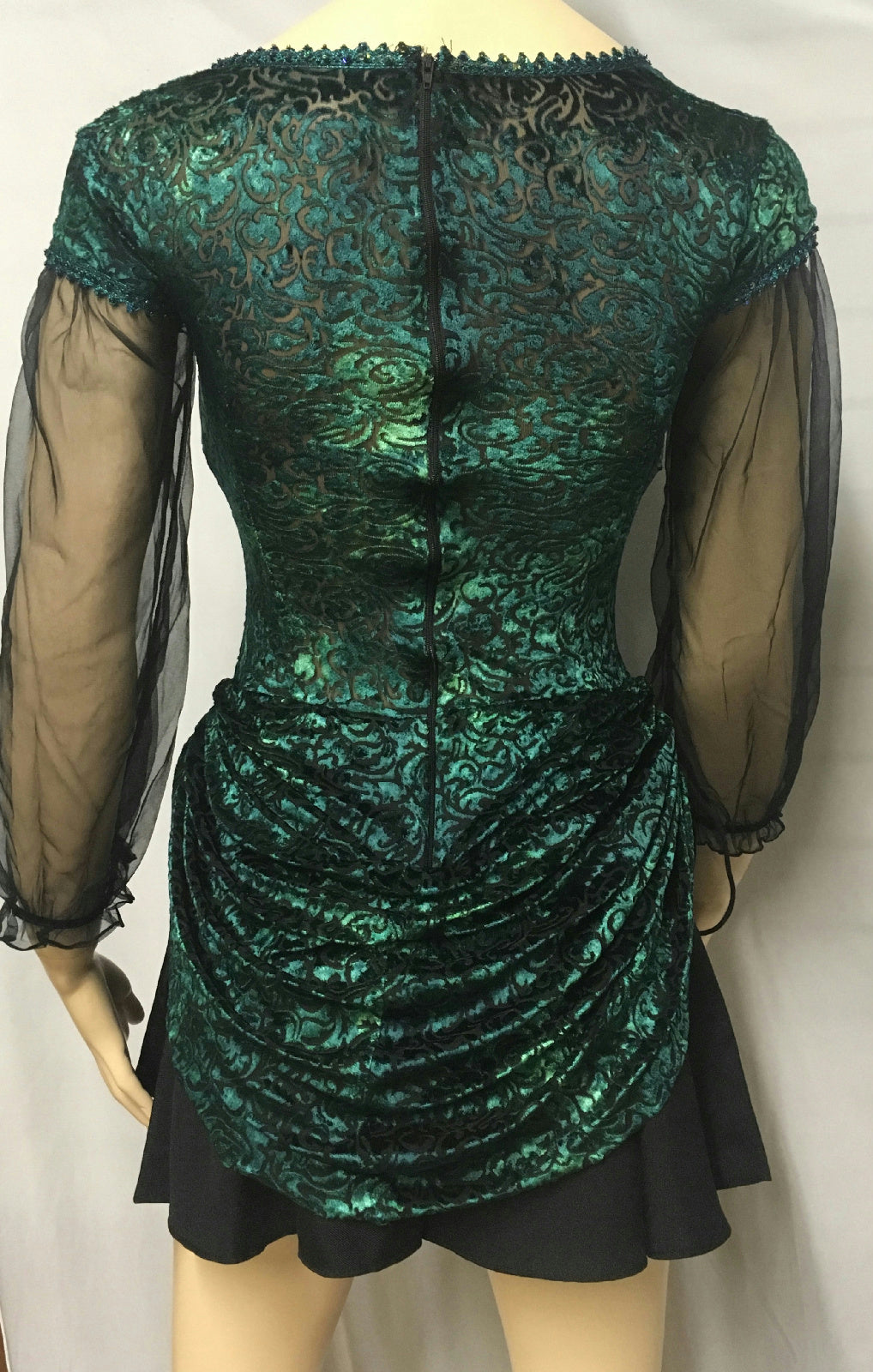 Women's Blue Green Velvet Burnout Treasure Pirate Sexy Costume Dress S/M 4-8