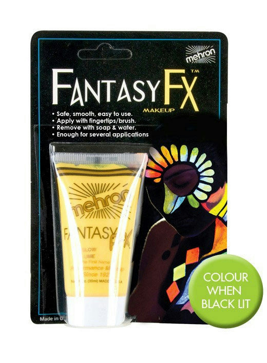 Mehron Fantasy FX Cream Water Based Face & Body Blacklight Makeup 1 oz Glow Lime