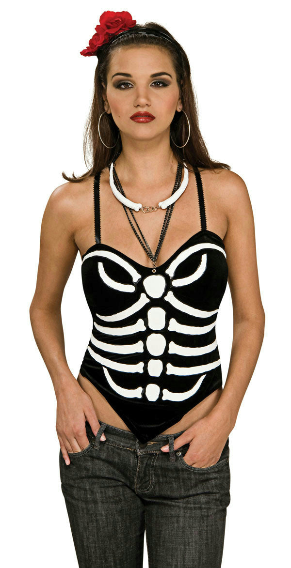 Secret Wishes Women's Day of the Dead Bone Print Costume Corset  Size Small 2-6