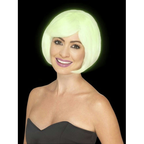 Smiffy's Women's Glow In The Dark Short Bob Party Wig