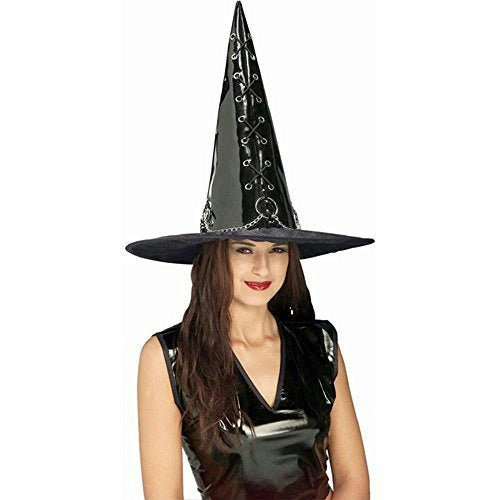 Deluxe Sexy Black Vinyl Gothic Witch Hat