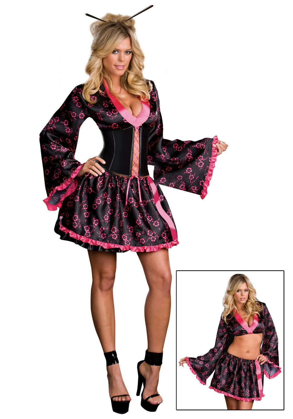 Dreamgirl Women's Sexy Tokyo Treasure Pink And Black Geisha Adult Costume Small