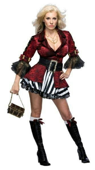 Secret Wishes Treasure Chest Sexy Victorian Pirate Girl Adult Costume Sz XS 0-2