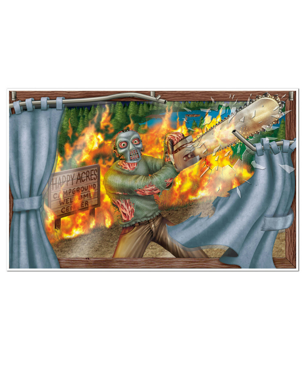 Halloween Horror Insta-View Jason Freddy Chainsaw Haunted Decoration Window Prop