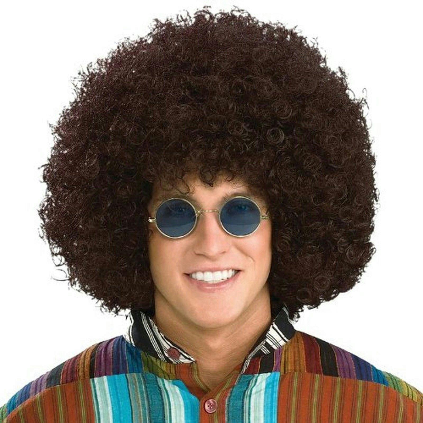 Jumbo Giant Brown Curly Afro Hippie 60's 70's Generation Costume Wig for Adults