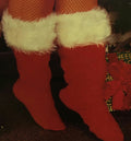 Rubie's Red Plush Santa Boot Christmas Slippers White Trim Adult Unisex Medium