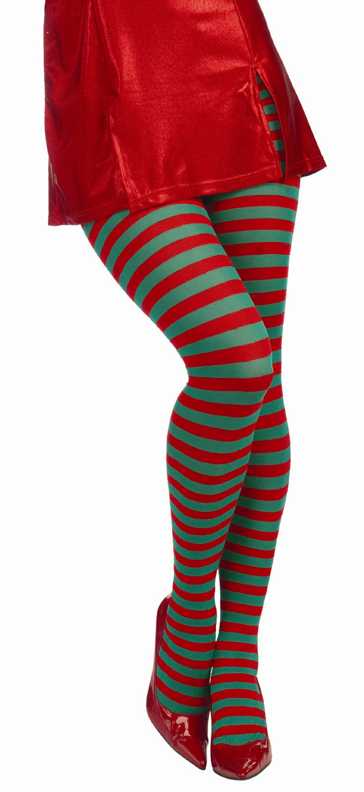Forum Novelties Womens Red and Green Adult Christmas Striped Tights Pantyhose