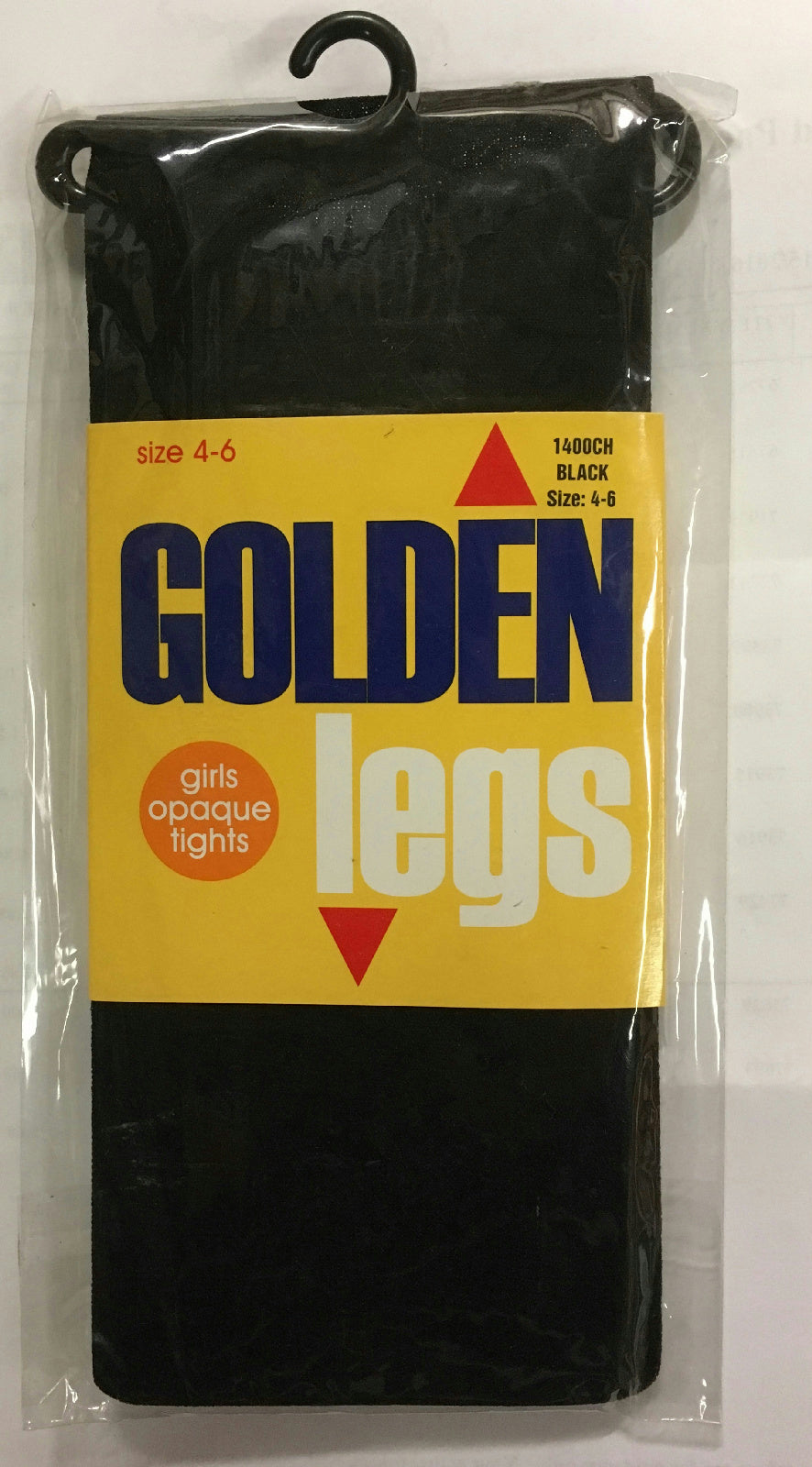Golden Legs Little Girls Black Opaque Child Tights Pantyhose Accessory Size 4-6