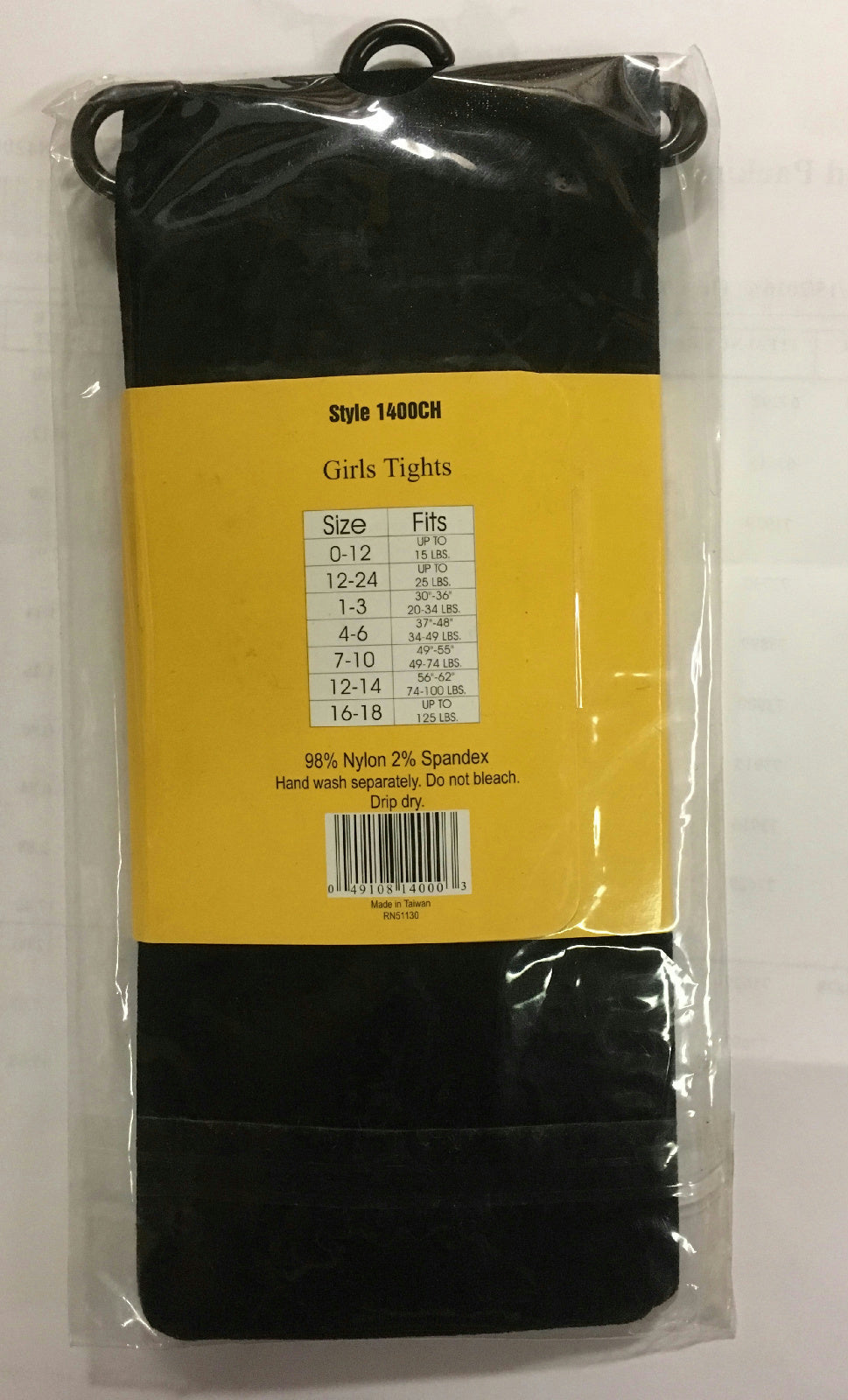 Golden Legs Little Girls Black Opaque Child Tights Pantyhose Accessory Size 4-6