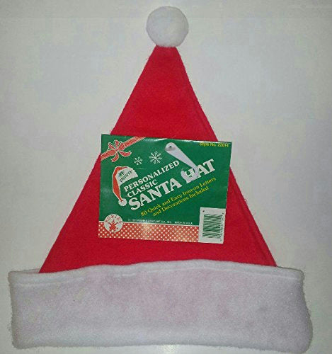 Personalized Classic Santa Hat with Easy Iron on Letters & Decorations 22014