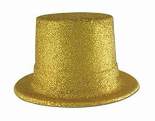 Beistle Plastic Gold Glitter Coated Top Hat
