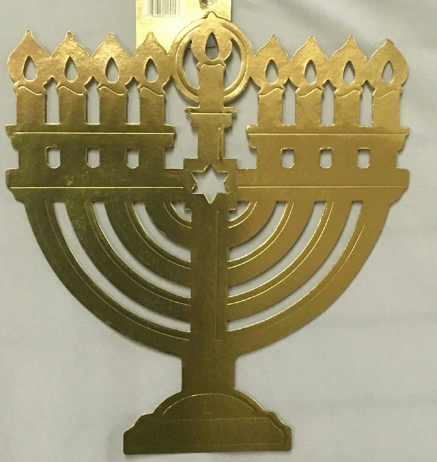 Gold Hanukkah Foil Menorah Silhouette Paper Party Decoration