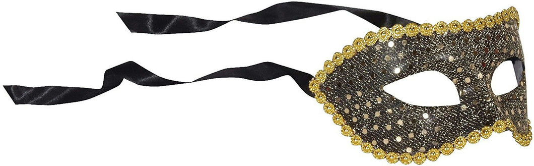 Black & Gold Half Venetian Reflective Masquerade Half Mask Great for Mardi Gras