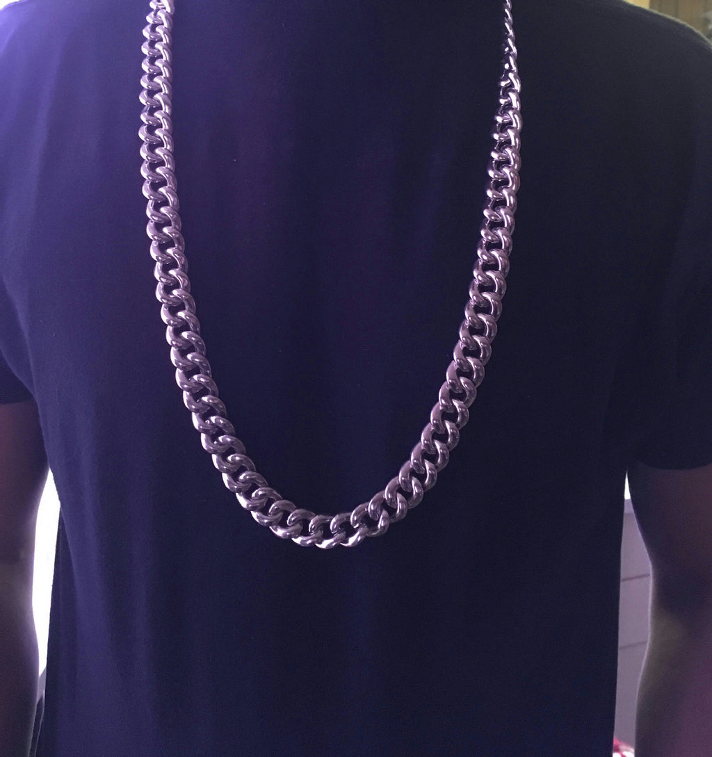 36" Plastic Silver Links Pimp Chain Necklace Gangster Hip Hop Costume Jewelry