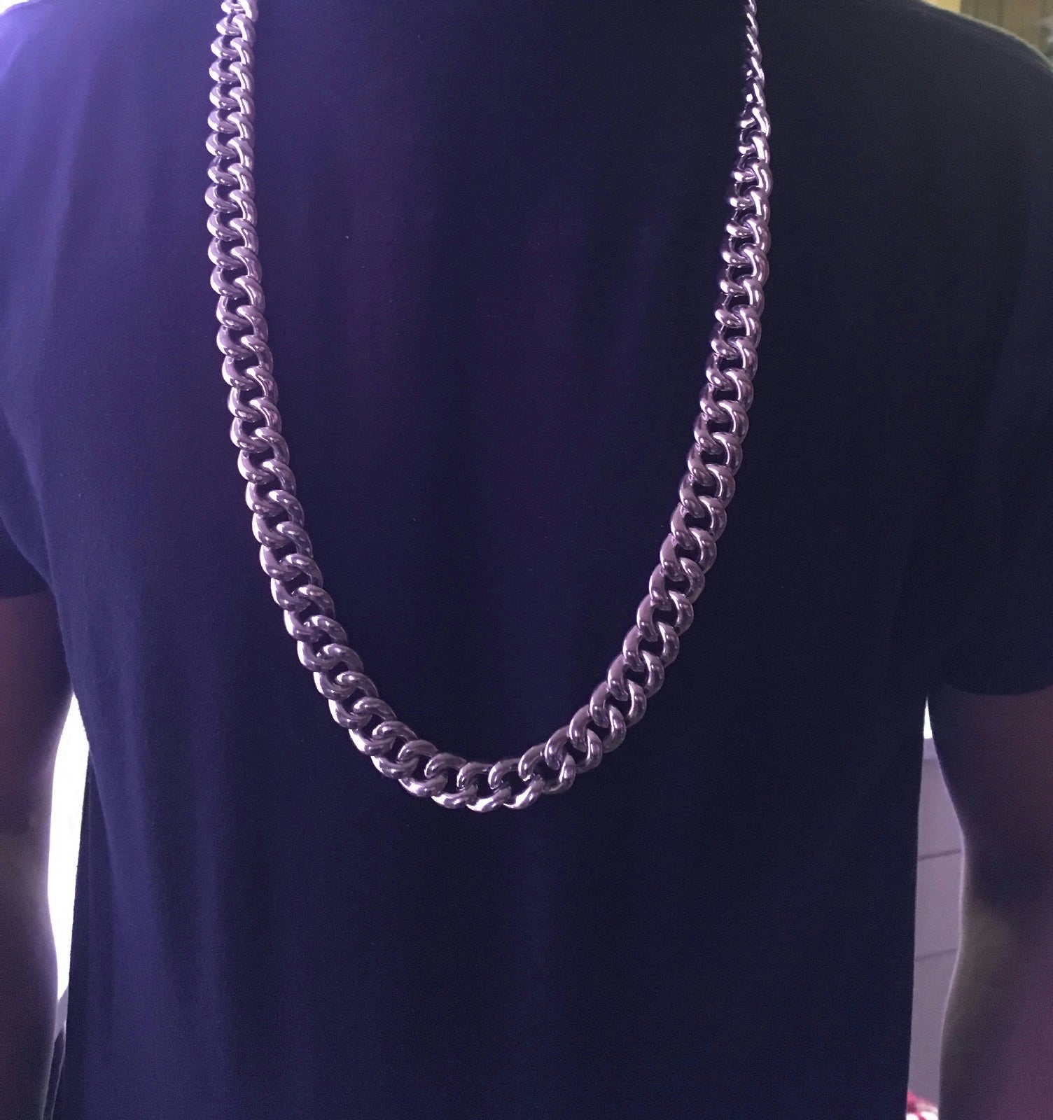 36" Plastic Silver Links Pimp Chain Necklace Gangster Hip Hop Costume Jewelry